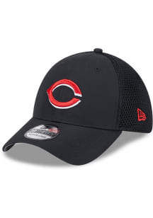 New Era Cincinnati Reds Mens Black Team Tone 39THIRTY Flex Hat