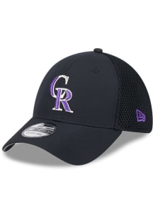 New Era Colorado Rockies Mens Black Team Tone 39THIRTY Flex Hat