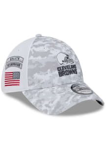 New Era Cleveland Browns Mens White 2024 Salute to Service 39THIRTY Flex Hat