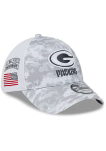 New Era Green Bay Packers Mens White 2024 Salute to Service 39THIRTY Flex Hat