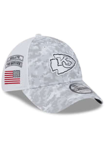 New Era Kansas City Chiefs Mens White 2024 Salute to Service 39THIRTY Flex Hat