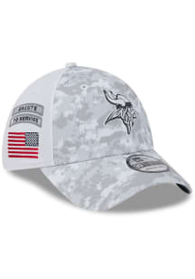 New Era Minnesota Vikings Mens White 2024 Salute to Service 39THIRTY Flex Hat