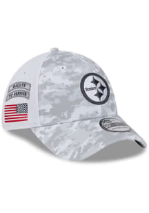 New Era Pittsburgh Steelers Mens White 2024 Salute to Service 39THIRTY Flex Hat