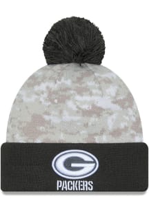 New Era Green Bay Packers White 2024 Salute to Service Sport Mens Knit Hat