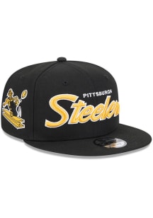 New Era Pittsburgh Steelers Black Evergreen Script 9FIFTY Mens Snapback Hat