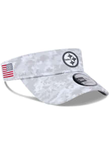 New Era Pittsburgh Steelers Mens White 2028 Salute to Service Visor Adjustable Visor