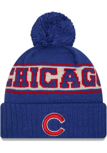 New Era Chicago Cubs Blue Retro Cuff Pom Mens Knit Hat