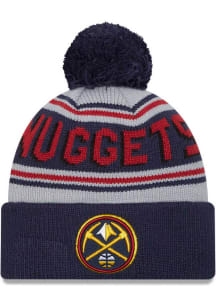 New Era Denver Nuggets Navy Blue Evergreen Cuff Pom Mens Knit Hat