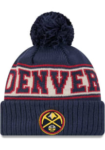 New Era Denver Nuggets Navy Blue Retro Cuff Pom Mens Knit Hat