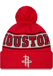 New Era Houston Rockets Red Retro Cuff Pom Mens Knit Hat