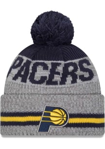 New Era Indiana Pacers Grey Runner Cuff Pom Mens Knit Hat