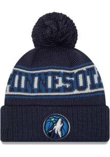 New Era Minnesota Timberwolves Navy Blue Retro Cuff Pom Mens Knit Hat