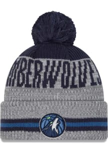 New Era Minnesota Timberwolves Grey Runner Cuff Pom Mens Knit Hat