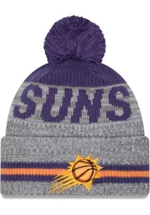 New Era Phoenix Suns Grey Runner Cuff Pom Mens Knit Hat