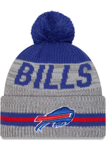 New Era Buffalo Bills Grey Runner Cuff Pom Mens Knit Hat