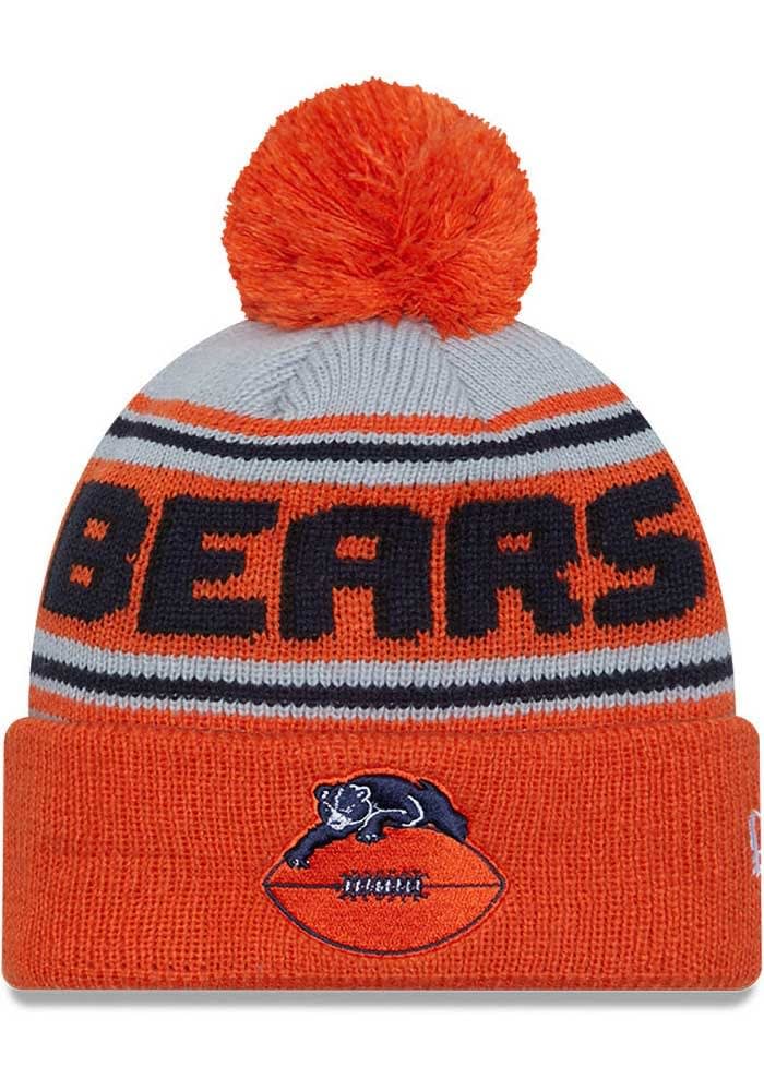 Chicago Bears New Era ORANGE Evergreen Cuff Pom Knit Hat - 59030281