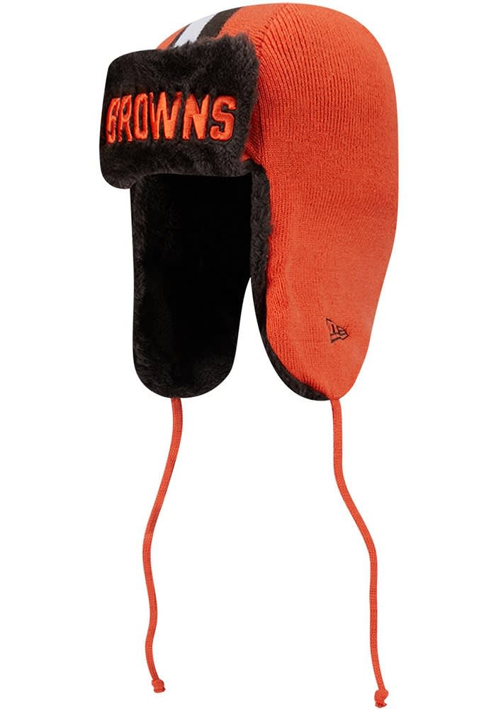 Cleveland Browns New Era ORANGE Evergreen Helmet Trapper Knit Hat