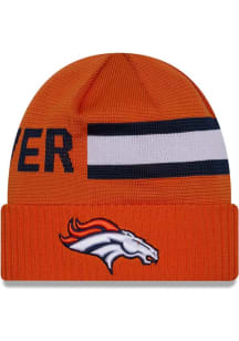 New Era Denver Broncos Orange 2024 Sideline Tech Mens Knit Hat