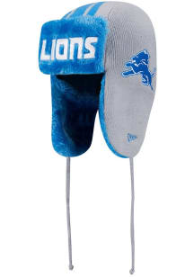 New Era Detroit Lions Grey Evergreen Helmet Trapper Mens Knit Hat