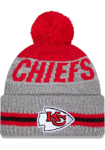 New Era Kansas City Chiefs Grey Runner Cuff Pom Mens Knit Hat