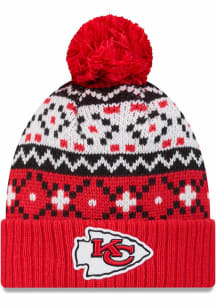 New Era Kansas City Chiefs Red Nostalgia Cuff Pom Mens Knit Hat
