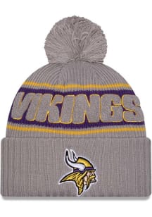 New Era Minnesota Vikings Grey 2024 Sideline GRA Sport Cuff Mens Knit Hat