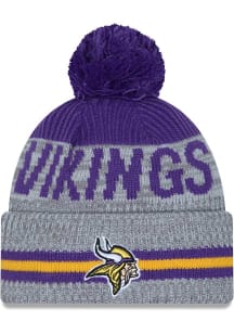 New Era Minnesota Vikings Grey Runner Cuff Pom Mens Knit Hat