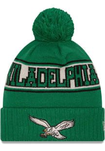 New Era Philadelphia Eagles Green Retro Cuff Pom Mens Knit Hat