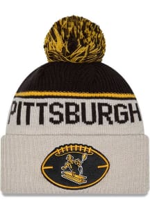 New Era Pittsburgh Steelers Ivory 2024 Sideline Historic Sport Cuff Mens Knit Hat