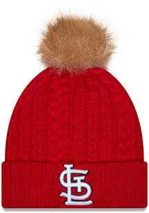 New Era St Louis Cardinals Red Luxe Cuff Pom Womens Knit Hat