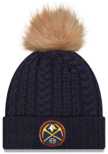 New Era Denver Nuggets Navy Blue Luxe Cuff Pom Womens Knit Hat