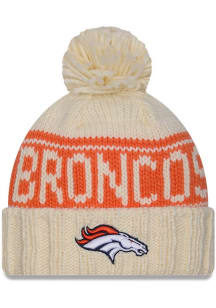 New Era Denver Broncos White 2024 Sideline W Cuff Pom Womens Knit Hat