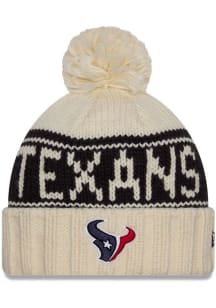 New Era Houston Texans White 2024 Sideline W Cuff Pom Womens Knit Hat