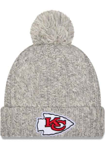 New Era Kansas City Chiefs Grey Shimmer Cuff Pom Womens Knit Hat