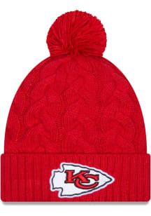 New Era Kansas City Chiefs Red Cabled Cuff Pom Design Womens Knit Hat