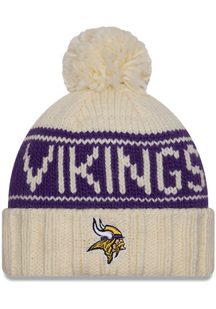 Minnesota Vikings New Era Womens White 2024 Sideline W Cuff Pom