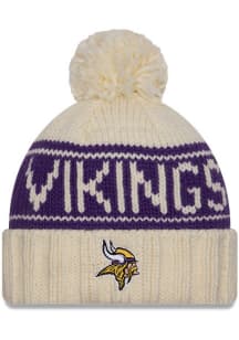 New Era Minnesota Vikings White 2024 Sideline W Cuff Pom Womens Knit Hat