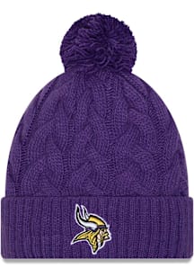 New Era Minnesota Vikings Purple Cabled Cuff Pom Womens Knit Hat