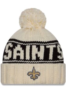 New Era New Orleans Saints White 2024 Sideline W Cuff Pom Womens Knit Hat