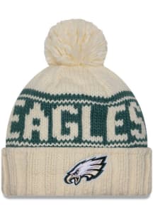 New Era Philadelphia Eagles White 2024 Sideline W Cuff Pom Womens Knit Hat