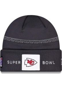 New Era Kansas City Chiefs Graphite Super Bowl LVIII Opening Night Cuff Mens Knit Hat