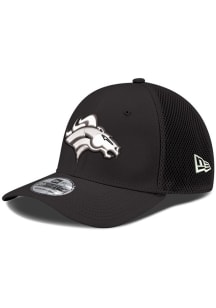 New Era Denver Broncos Mens Black White Logo Neo 39THIRTY Flex Hat