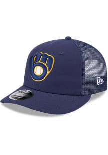 New Era Milwaukee Brewers Trucker LP 9FIFTY Adjustable Hat - Navy Blue