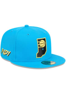 New Era Indiana Pacers Mens Light Blue 2024 NBA City Edition 59FIFTY Fitted Hat