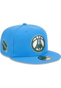 New Era Milwaukee Bucks Mens Blue 2024 NBA City Edition 59FIFTY Fitted Hat