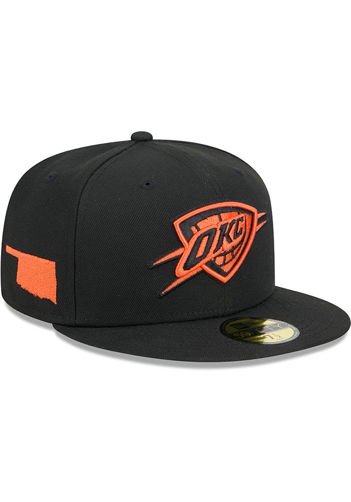 New Era Oklahoma City Thunder Mens Black 2024 NBA City Edition 9SEVENTY Design Fitted Hat