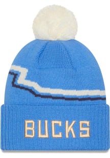 New Era Milwaukee Bucks Blue 2024 NBA City Edition Knit Design Mens Knit Hat
