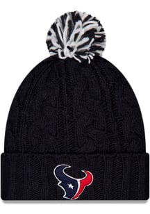 New Era Houston Texans Navy Blue Cozy Cable Pom Womens Knit Hat
