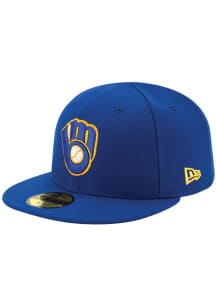 New Era Milwaukee Brewers Blue My First Authentic Collection ALT 17 59FIFTY Youth Fitted Hat