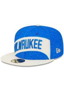 New Era Milwaukee Bucks Mens Blue 2023 NBA City Edition 59FIFTY Fitted Hat